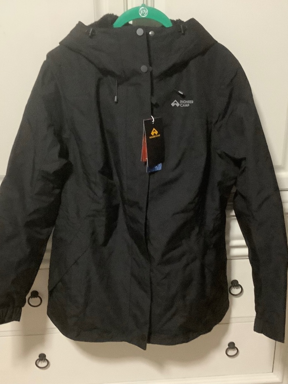 Pioneer Camp woman’s warm insulated hooded jacket, black, XXL fits like L/XL